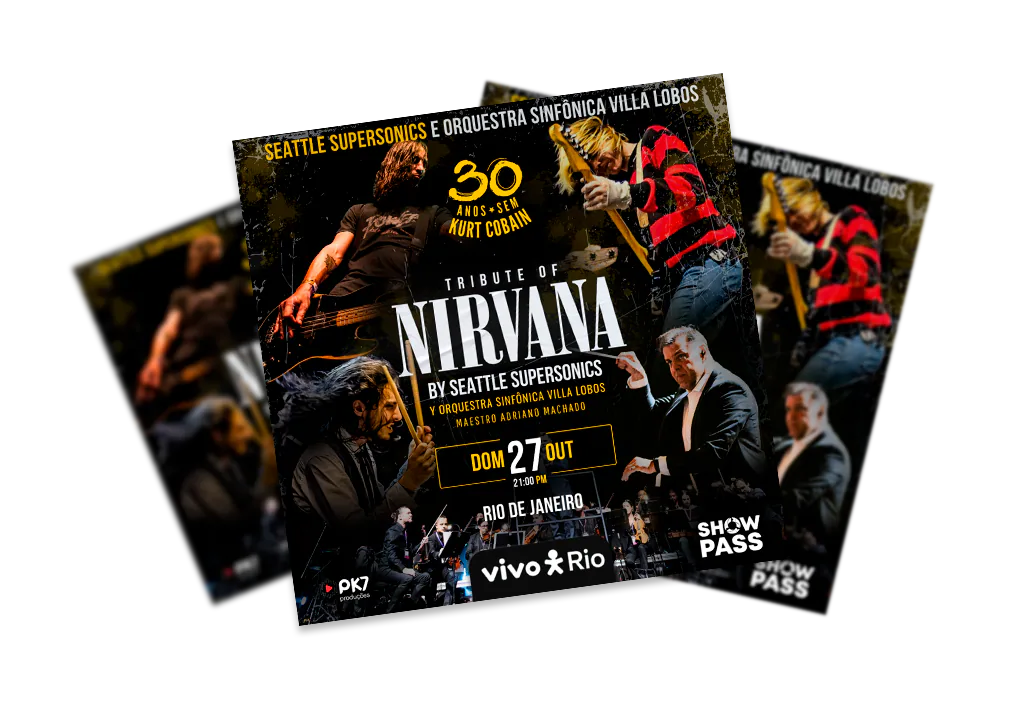 Peças estáticas da campanha Tribute of Nirvana para redes sociais